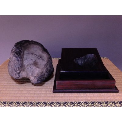 Photo4: Suiseki / Ishikarigawa (Kamuikotan) : Kotan-seki (with one pedestal) / Two horse's hooves