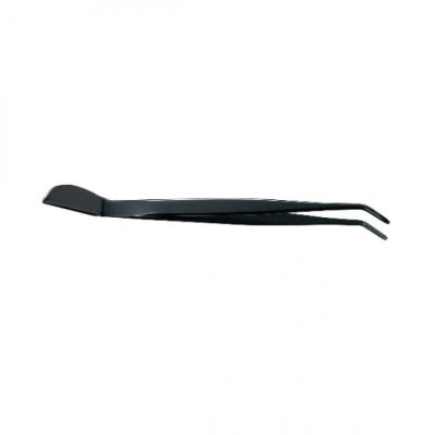 Photo1: Bonsai curved stainless steel tweezers (Black)