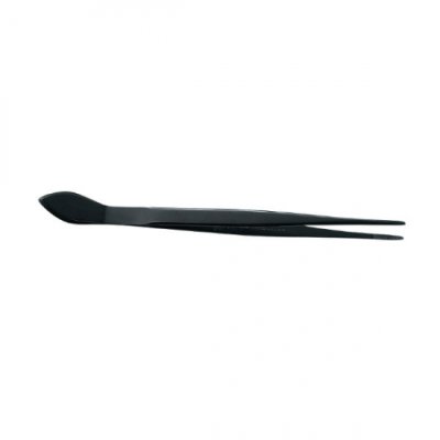 Photo1: Bonsai straight stainless steel tweezers (Black)