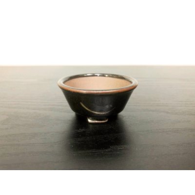 Photo1: Satsuma Ware "Black Satsuma" / Golden Ji "Kin no Ji" / Chin Jukan Bonsai Pot 