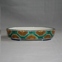 Kutani Ware Oval Pot “Eisho” Kikko pattern / W180mm