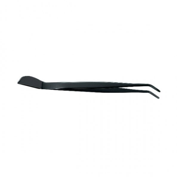 Photo1: Bonsai curved stainless steel tweezers (Black) (1)