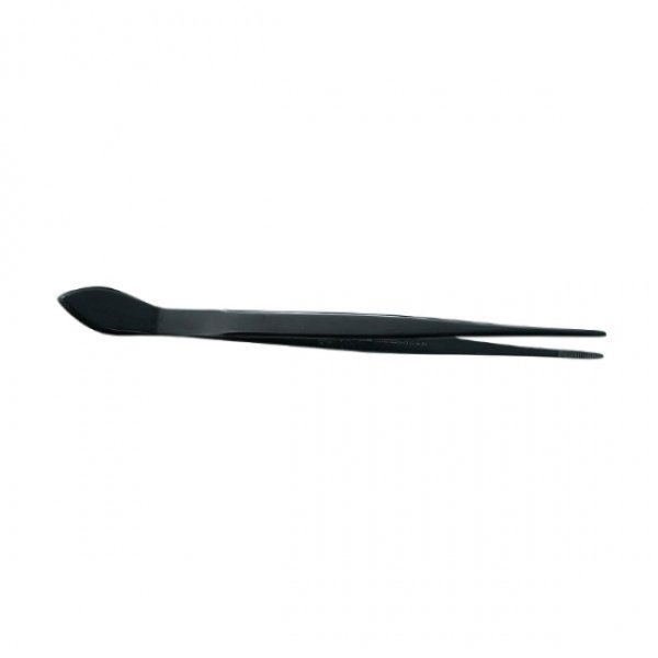 Photo1: Bonsai straight stainless steel tweezers (Black) (1)
