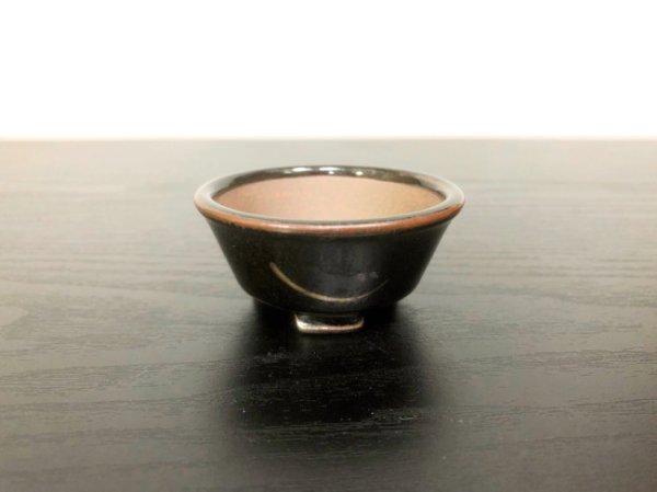 Photo1: Satsuma Ware "Black Satsuma" / Golden Ji "Kin no Ji" / Chin Jukan Bonsai Pot  (1)