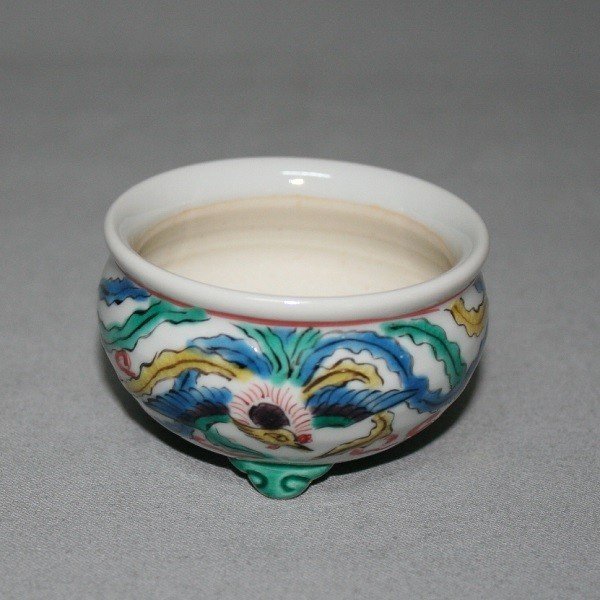Photo4: Kutani Ware Round Pot “Eisho” Phoenix pattern / D67mm (4)