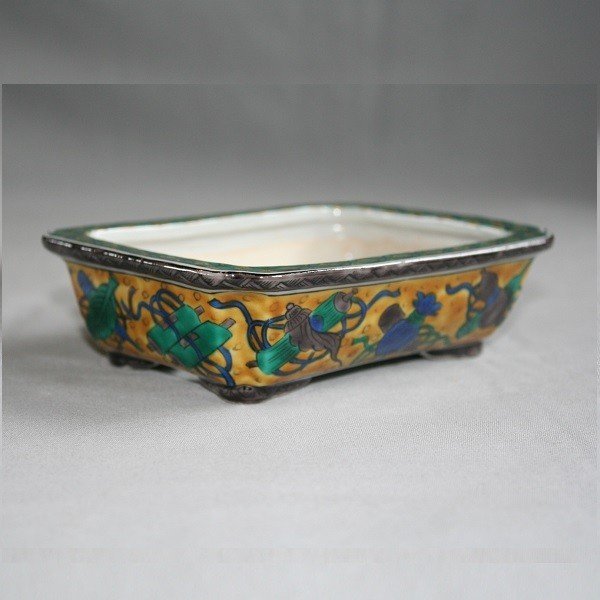 Photo2: Kutani Ware Rectangle Pot “Eisho” Takara-Zukushi pattern / W145mm (2)