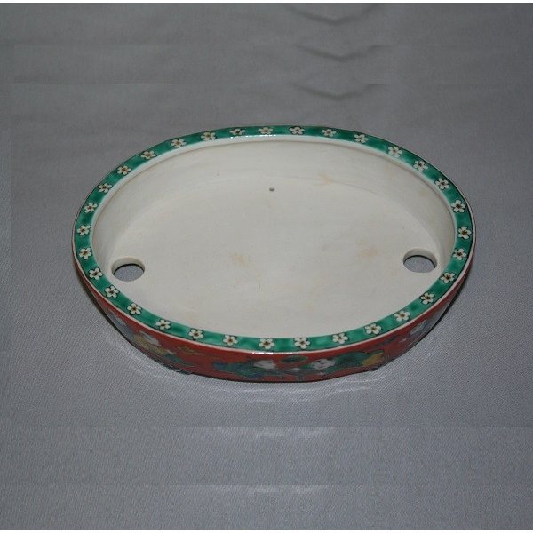 Photo3: Kutani Ware Oval Pot “Eisho” Karako pattern / W180mm (3)